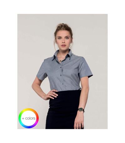 Russell Collection Ladies/Womens Short Sleeve Easy Care Oxford Shirt (Silver Grey) - UTBC1024