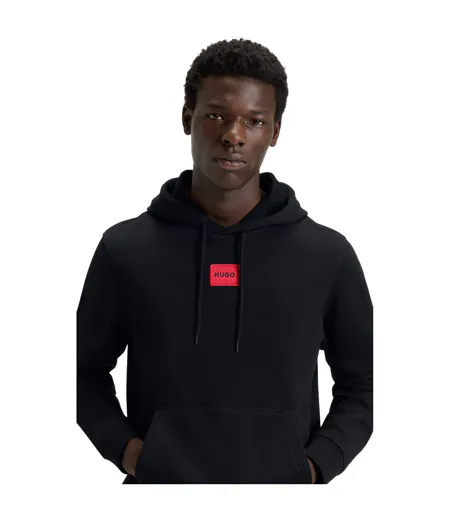 Mens Drawstring Hoodie Black Hugo