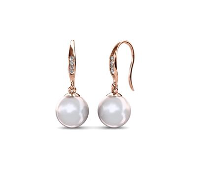 Boucles d'oreilles Pearl Hook, Perle d'Autriche, Cristal d'Autriche