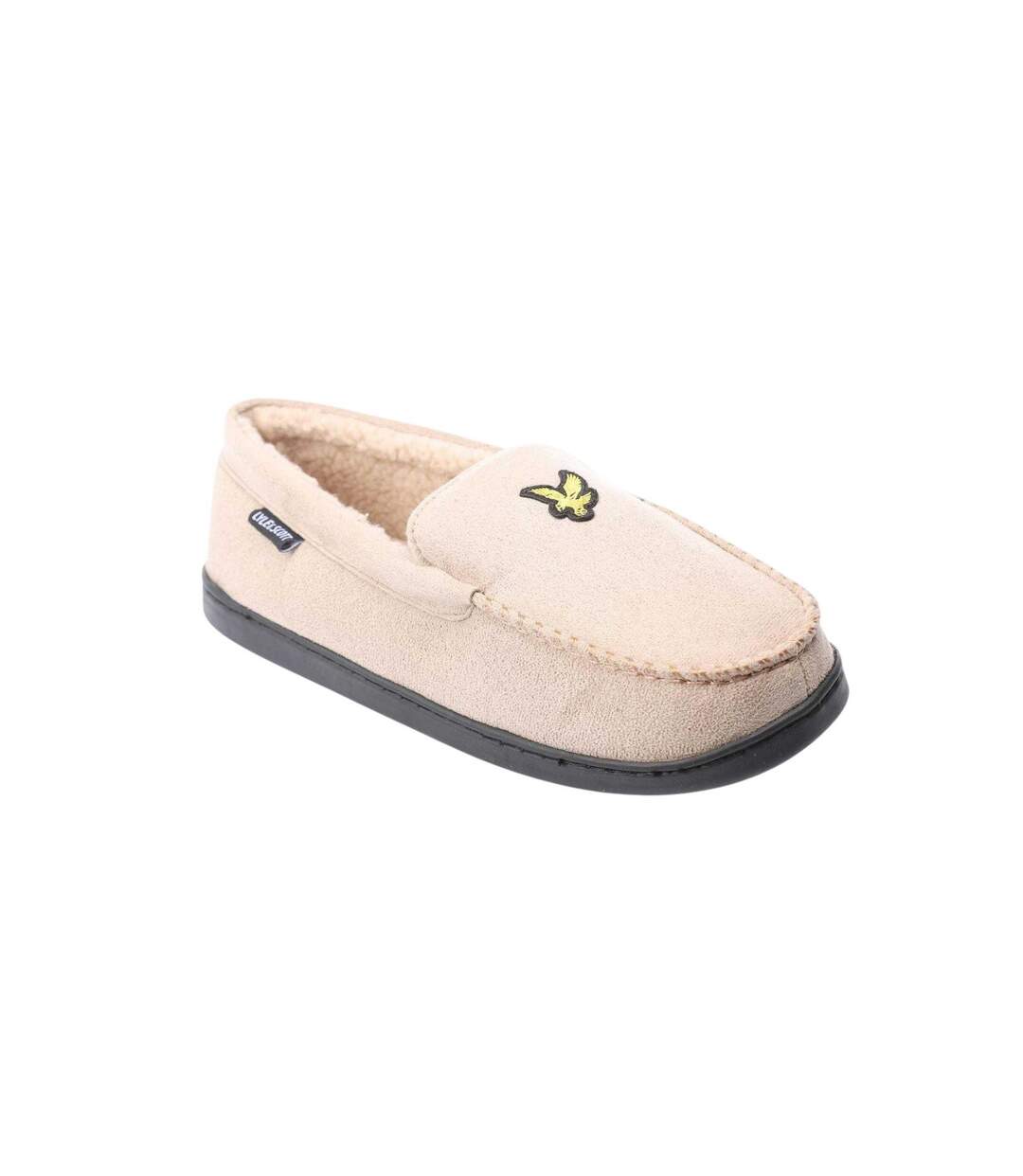 Mens Aspen Faux Suede Moccasin Slippers Grey Lyle & Scott-1