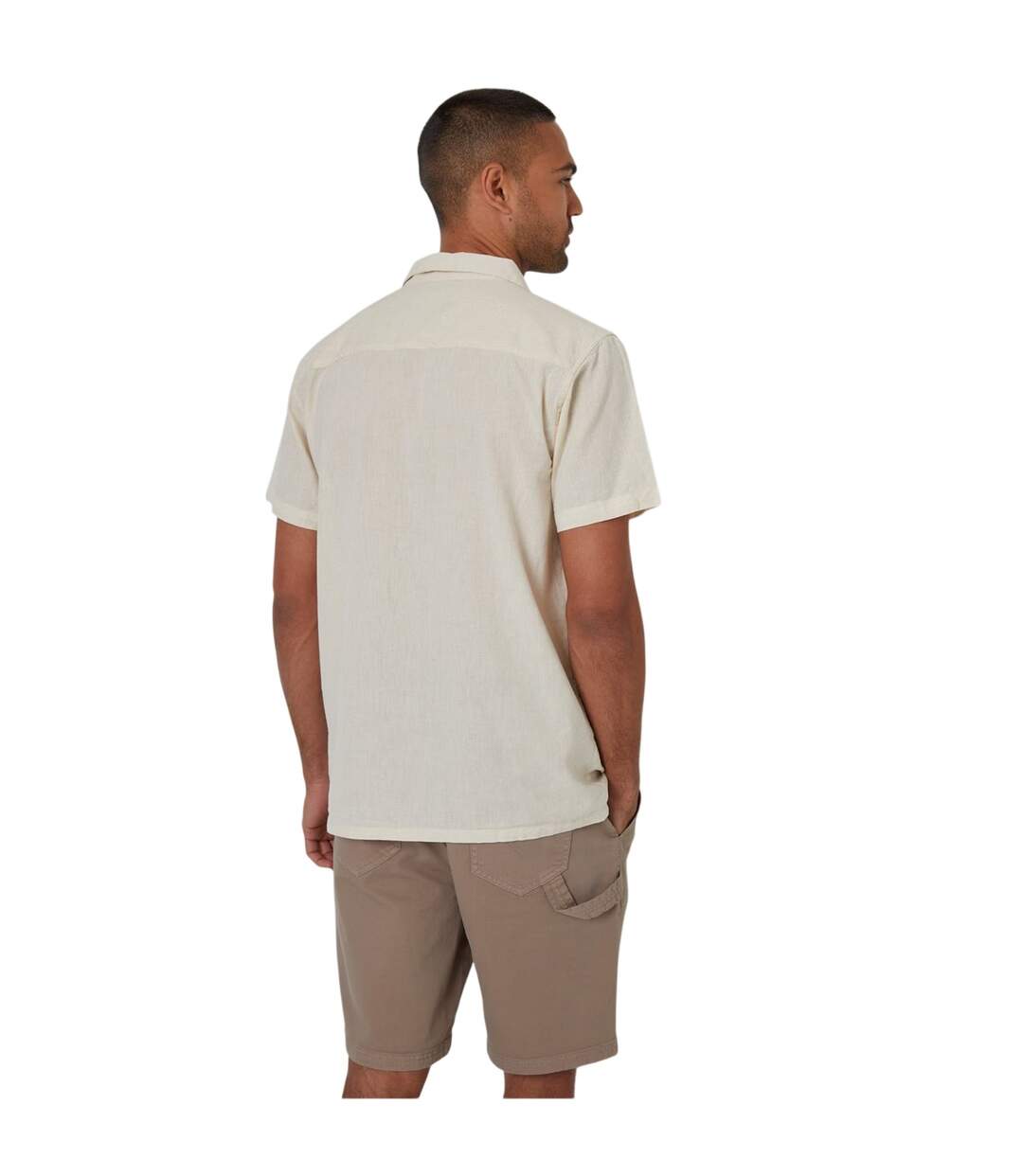 Mens Embroidered Short-sleeved Shirt Natural Threadbare-3