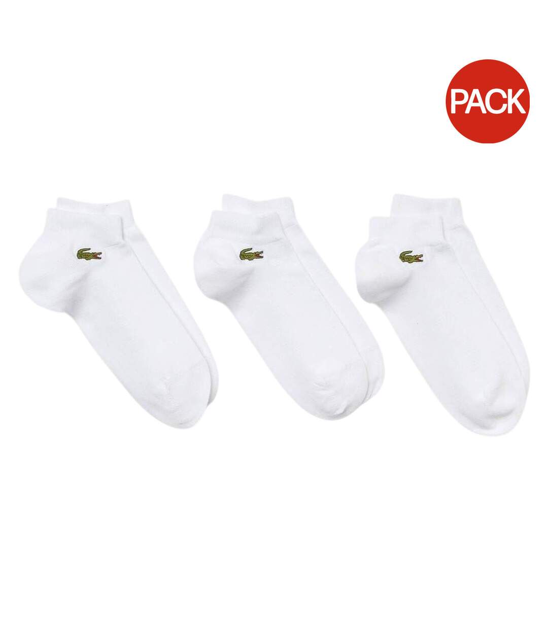 Lot De 3  Socquettes Motif/style Logo Brodé Homme Blanc Lacoste-1
