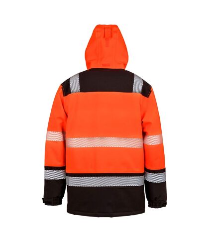 SAFE-GUARD by Result Unisex Adult Softshell Printable Coat (Fluorescent Orange/Black) - UTBC5600