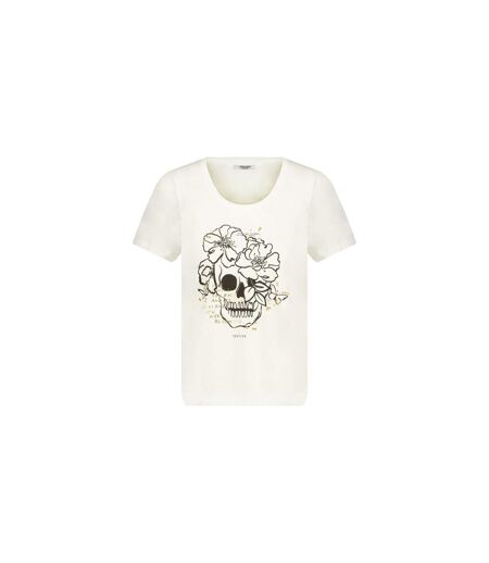 T-shirt manches courtes femme avec motif crâne et fleurs WONDERSKULL