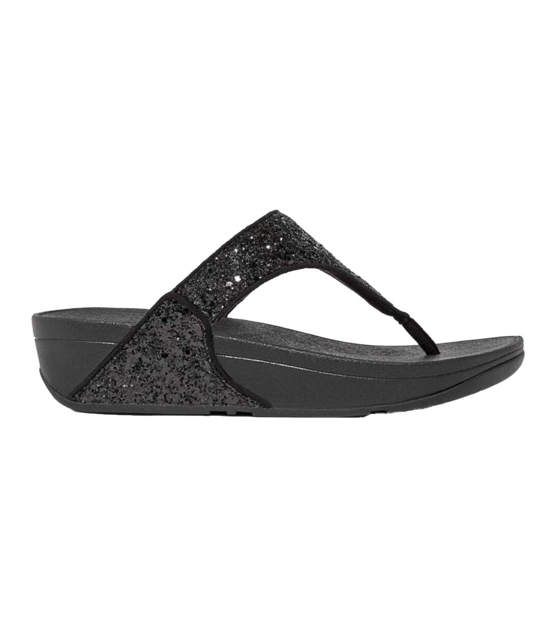 Womens/ladies Lulu Glitter Toe Post Sandals Black FitFlop-1