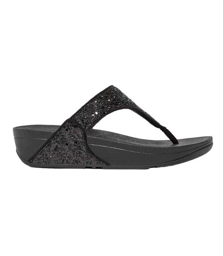 Womens/ladies Lulu Glitter Toe Post Sandals Black FitFlop