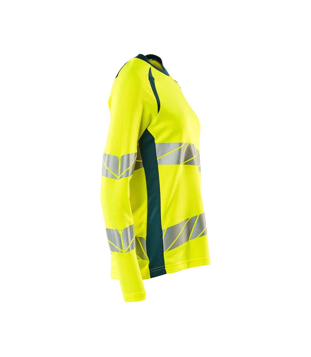 T-shirt Manches Longues Accelerate Safe Femme Jaune Fluo Bleu Pétrole Mascot-3
