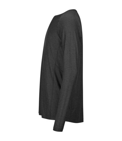 Tee Jays Mens CoolDry Long-Sleeved Crop T-Shirt (Black Melange) - UTBC5123