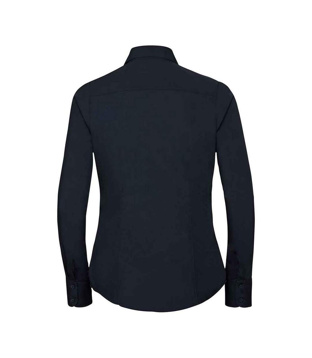 Womens/ladies polycotton fitted long-sleeved shirt french navy Russell Collection-2