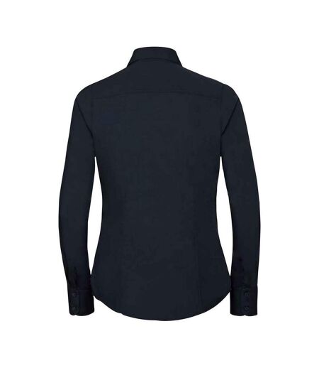 Womens/ladies polycotton fitted long-sleeved shirt french navy Russell Collection