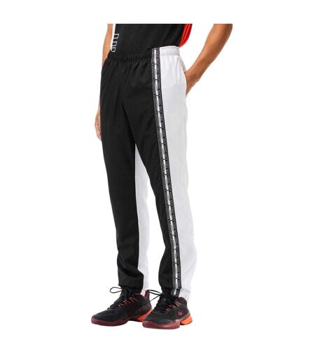 Mens Colour Block Tracksuit Bottoms Black White Lacoste