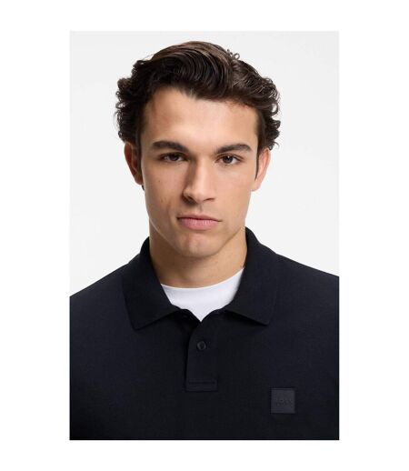 Mens Passerby Logo Long-sleeved Polo Shirt Dark Blue Boss