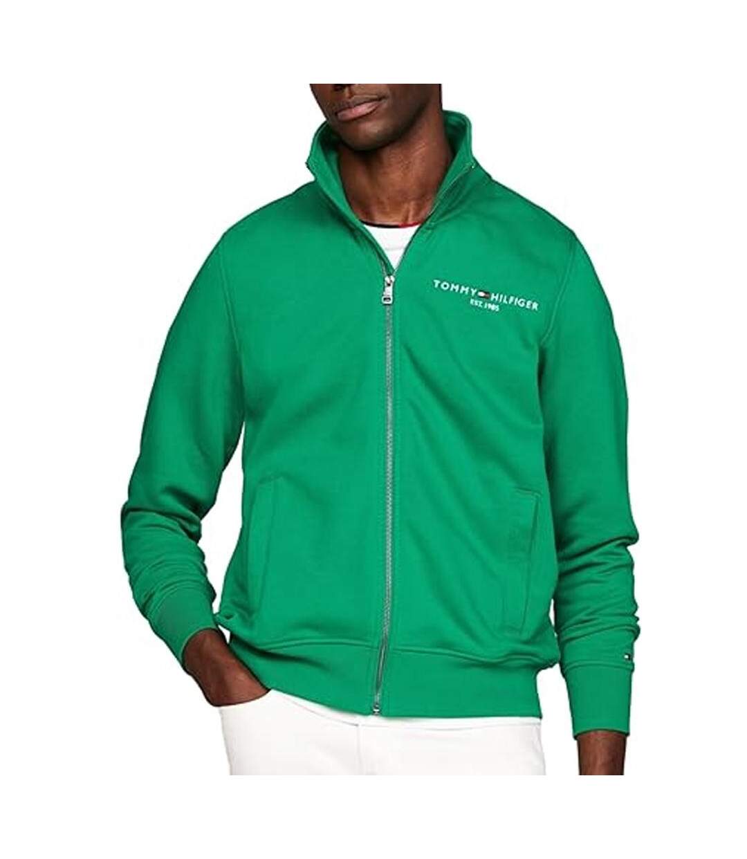 Sweat Zippé Vert Homme Tommy Hilfiger Logo Zip - S-1