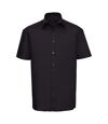 Russell Collection Mens Short Sleeve Pure Cotton Easy Care Poplin Shirt (Black) - UTRW3264