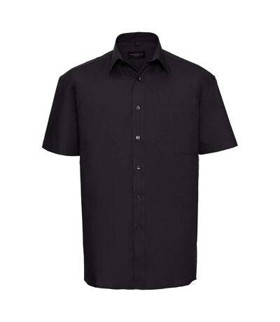 Chemise de travail en popeline 100% coton à manches courtes homme noir Russell