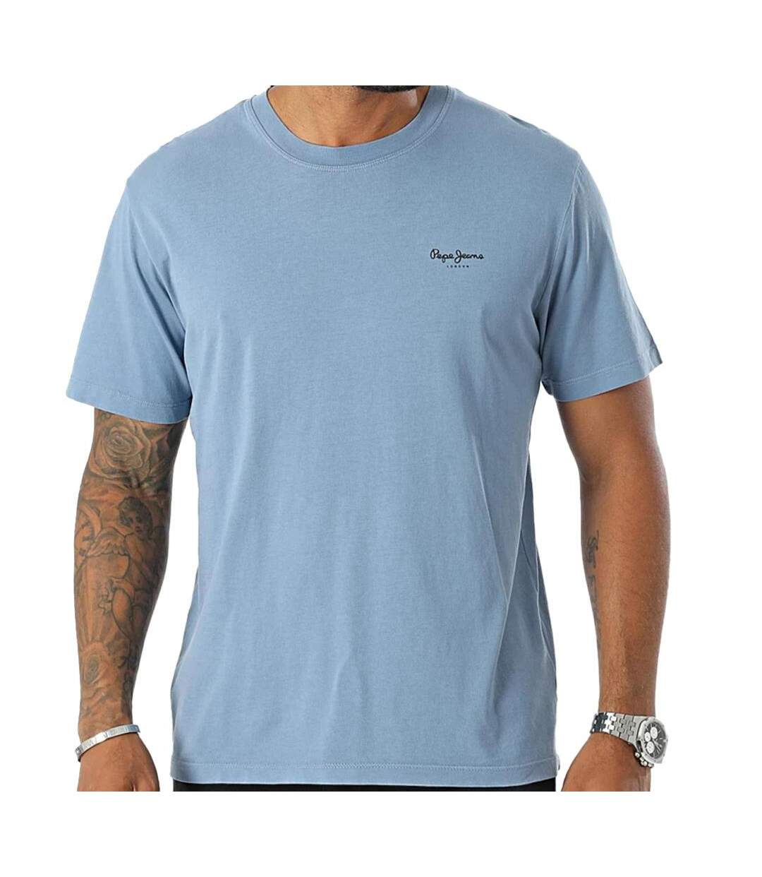 T-shirt bleu clair homme pepe jeans jacko-1