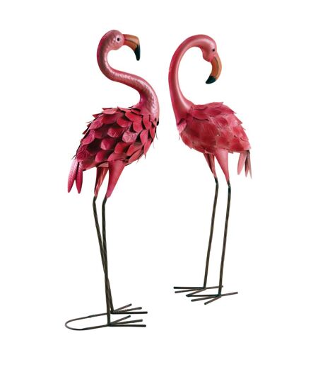 Flamant rose en métal laqué mat (Lot de 2)