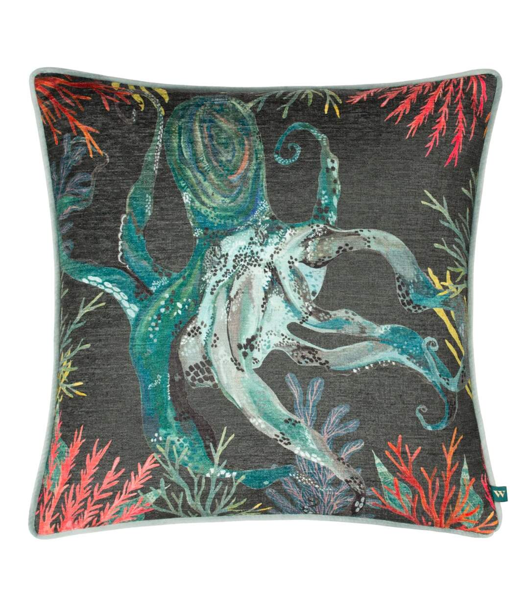 Abyss chenille octopus cushion cover 43cm x 43cm lichen Wylder