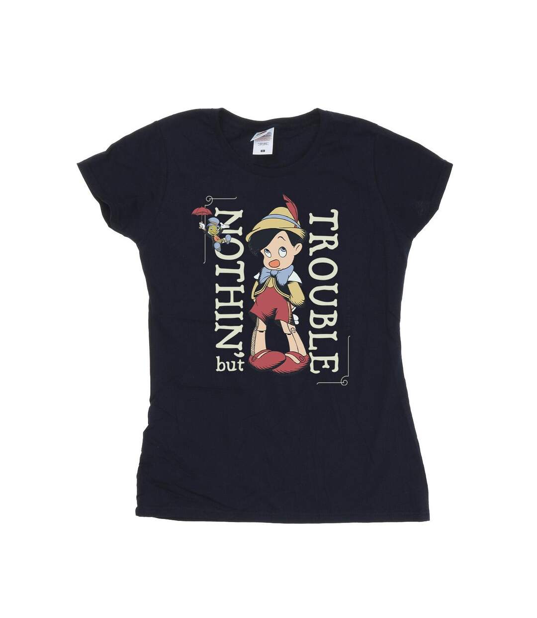 Disney T-shirt en coton Pinocchio Nothing But Trouble - Femmes/Ladies (Bleu marine) - UTBI36725-1