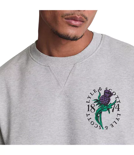 Sweat Style Imprimé Au Dos Thistle Homme Gris Lyle & Scott