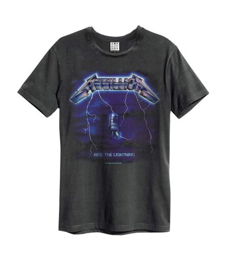 T-shirt ride the lightning adulte gris foncé Amplified