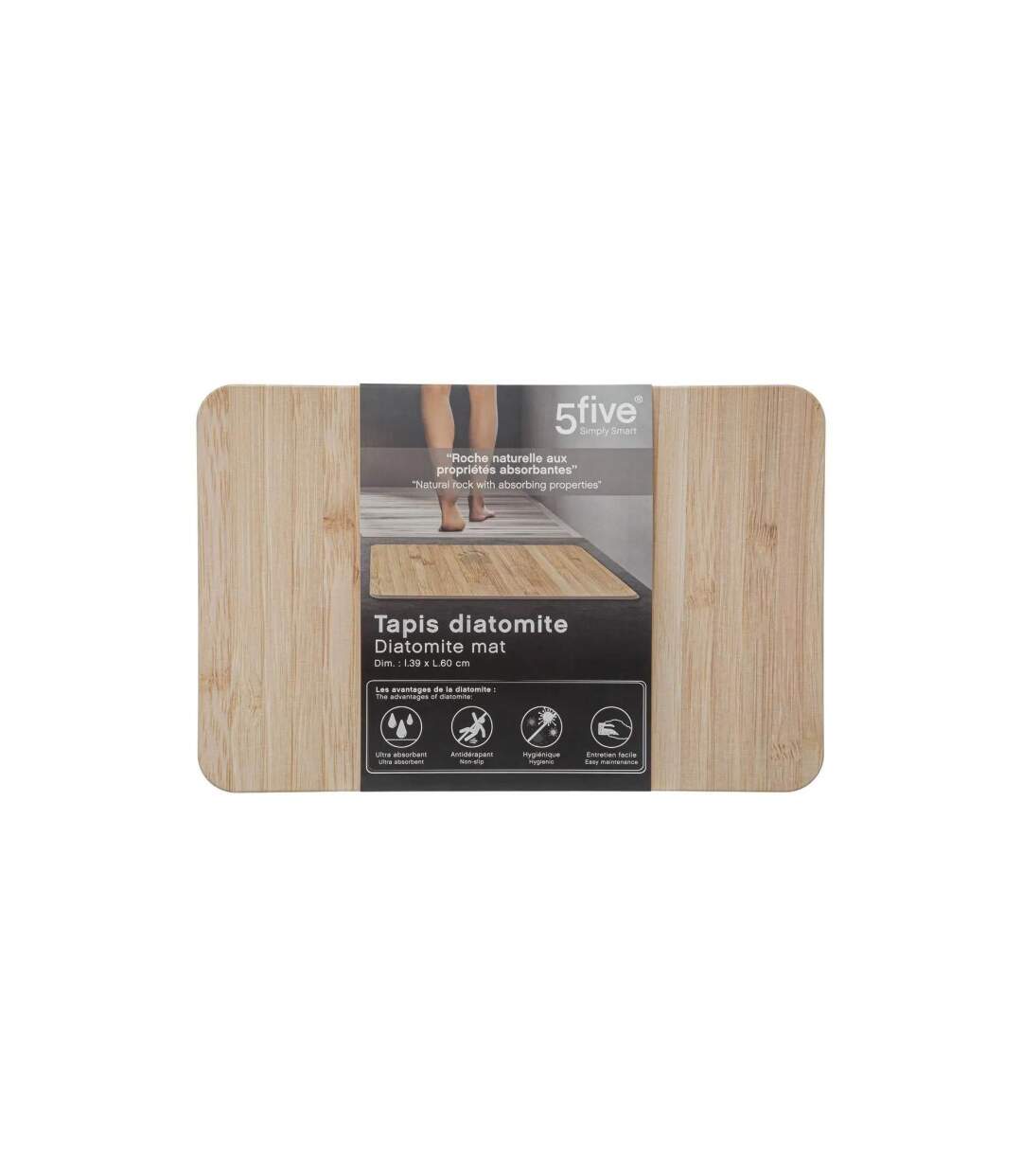 Tapis de Salle de Bain Diatomite 39x60cm Naturel-4
