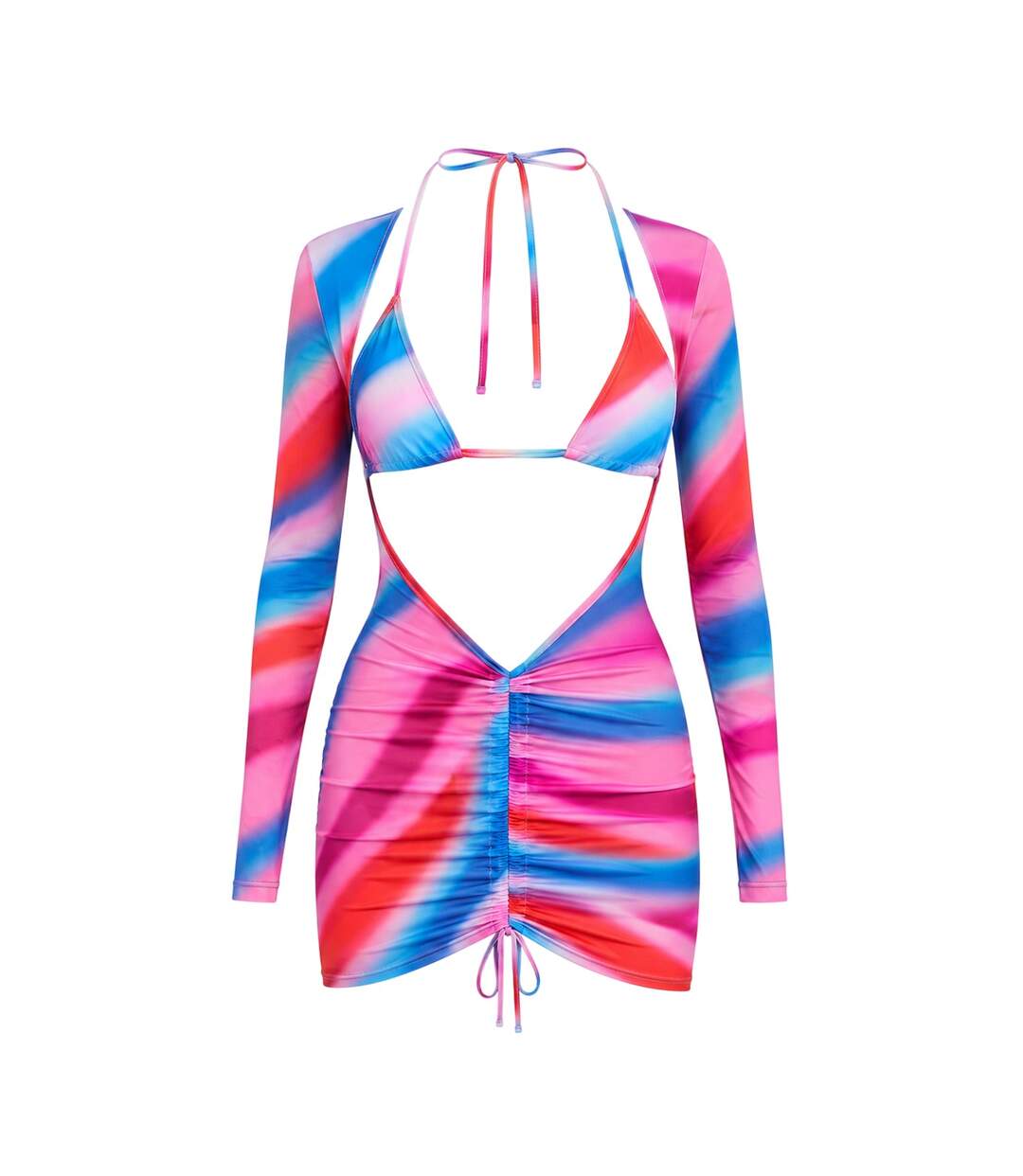 Womens/ladies Mesh Long-sleeved Mini Dress Multicoloured Missy Empire-2