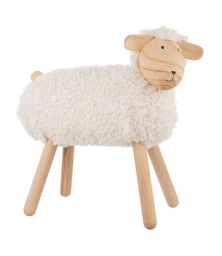 Statuette Mouton en Bois Chalet 45cm Blanc Cassé