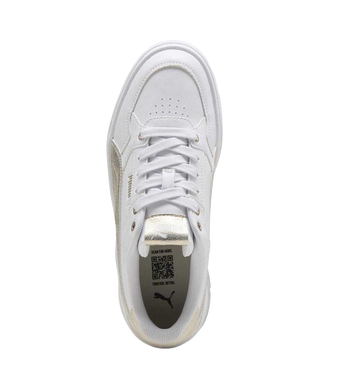 Womens/ladies Karmen Ii Leather Platform Trainers White Gold Puma-3