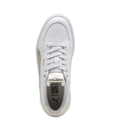 Womens/ladies Karmen Ii Leather Platform Trainers White Gold Puma