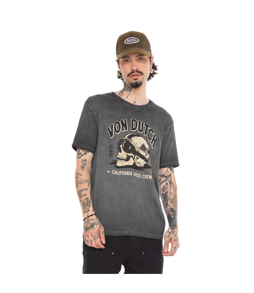 T-shirt homme regular heavy wash en jersey print devant Gary Vondutch-1