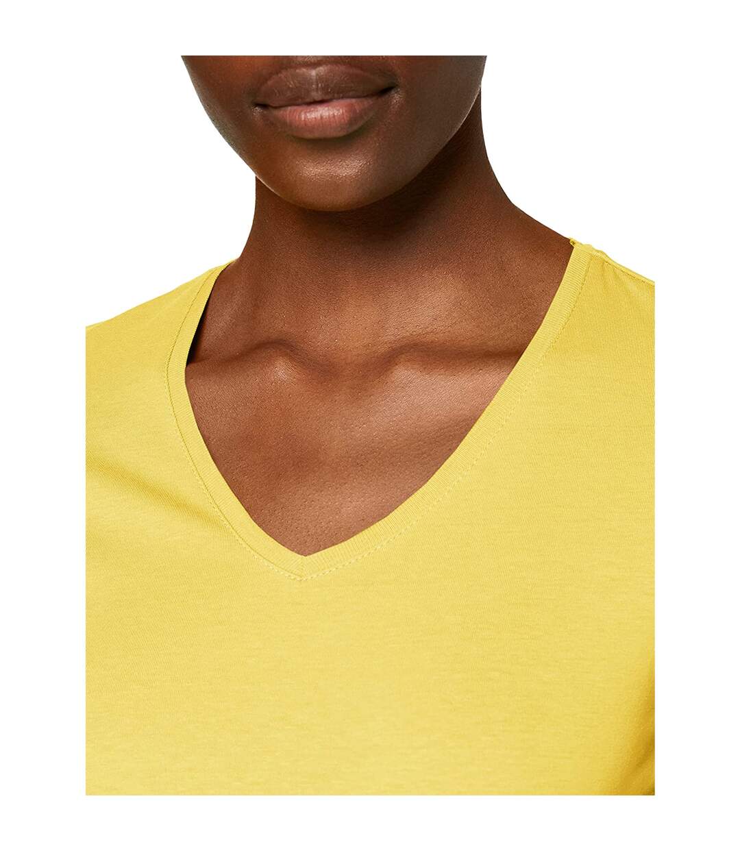 T-shirt col v femme jaune Stedman