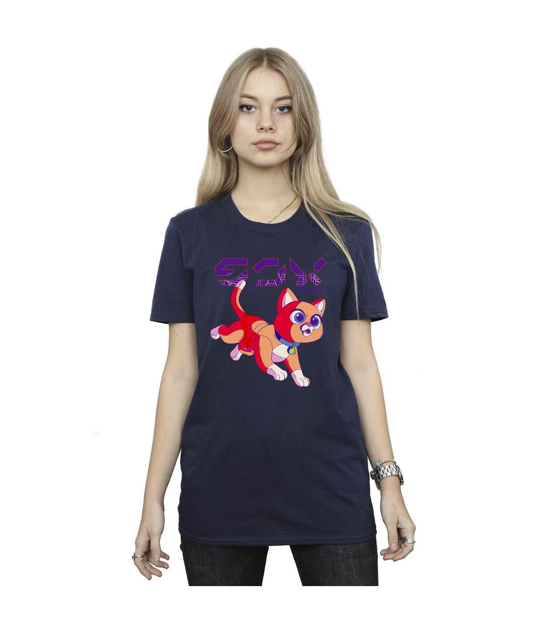 Disney Femme/Ladies Lightyear Sox Digital Cute Cotton Boyfriend T-Shirt (Bleu marine) - UTBI34124-2