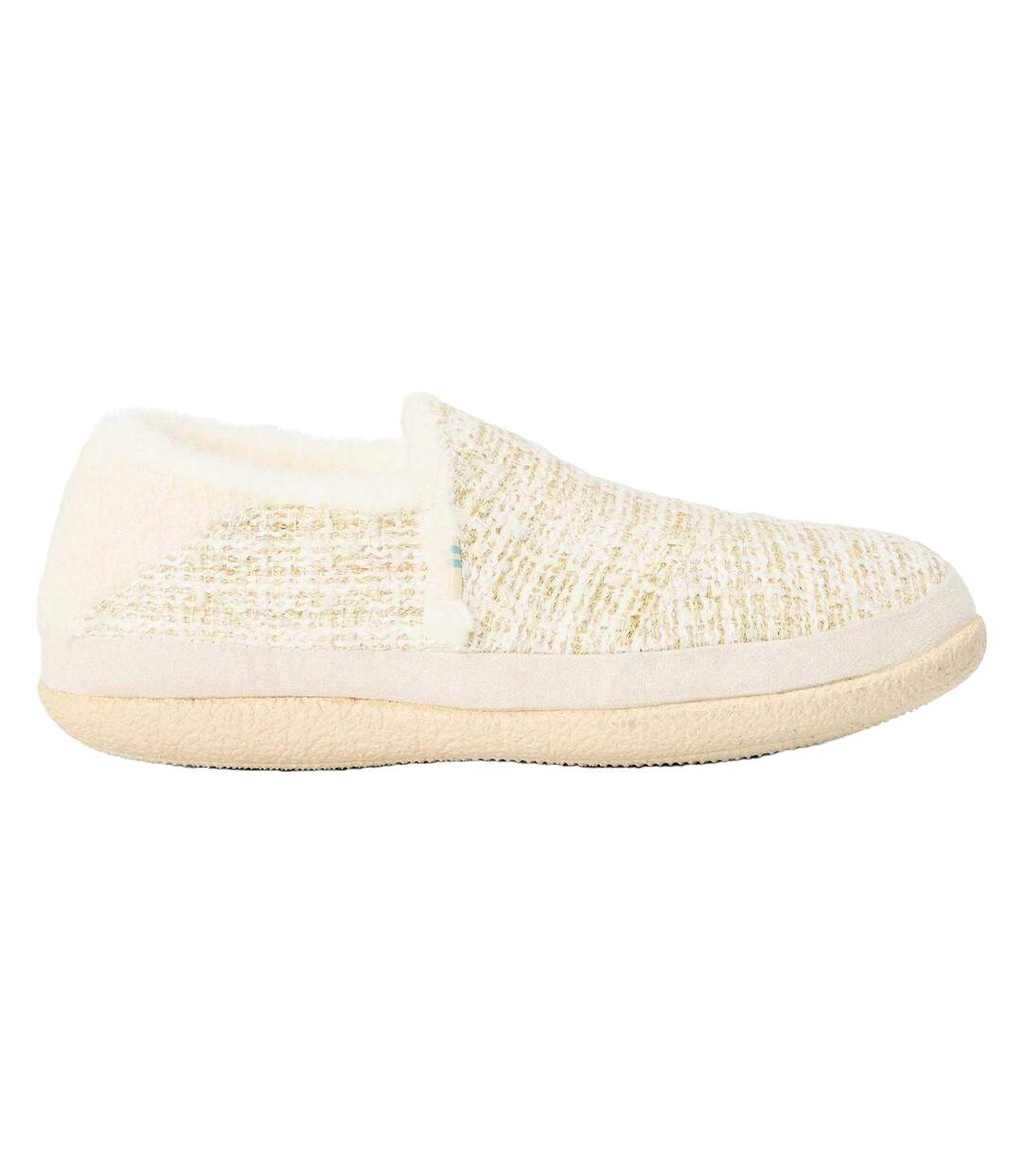 Womens/ladies Tweed Casual Slippers White Toms-1