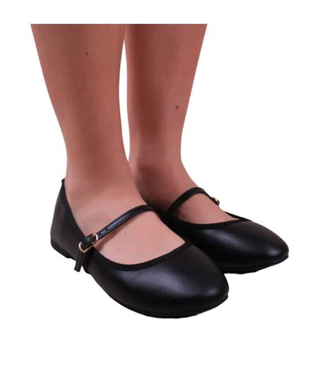 Where´s that from womens/ladies josie straps wide ballerina flats black Where's That From