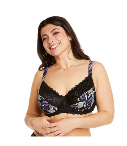 Soutien-gorge à armatures grand maintien noir/parme Elisa