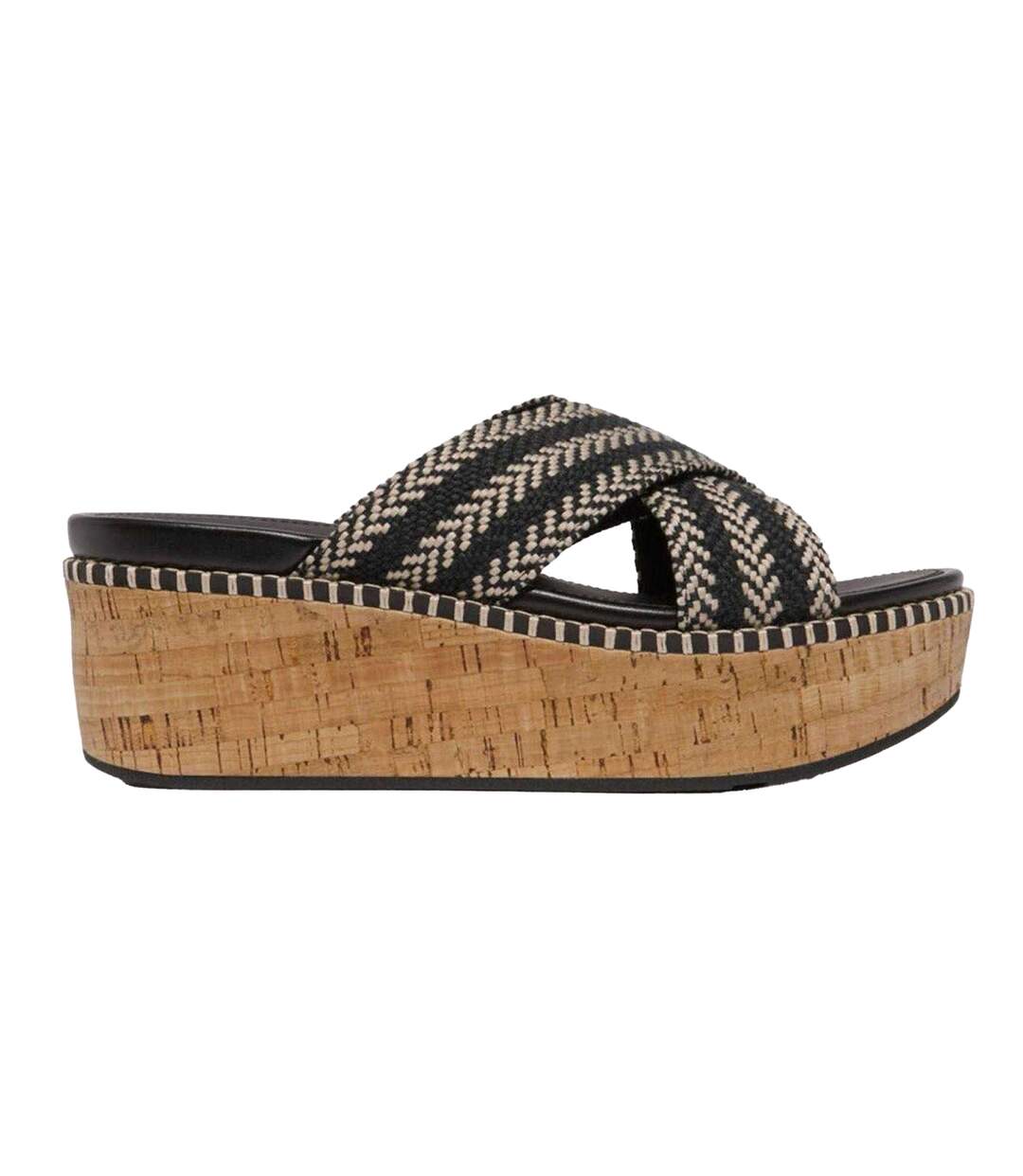 Womens/ladies Eloise Leather Wedge Sliders Black FitFlop-1