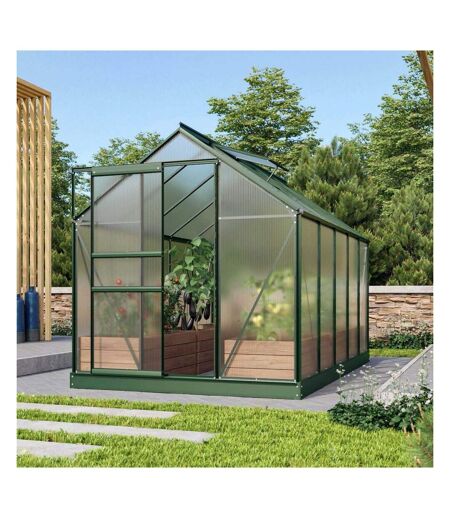 Serre de jardin en polycarbonate 6 mm et aluminium vert émeraude  avec embase Venus Longueur de 321 cm