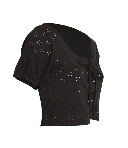 Tessa broderie anglaise lace-through top femme/ladies noir Brave Soul Brave Soul