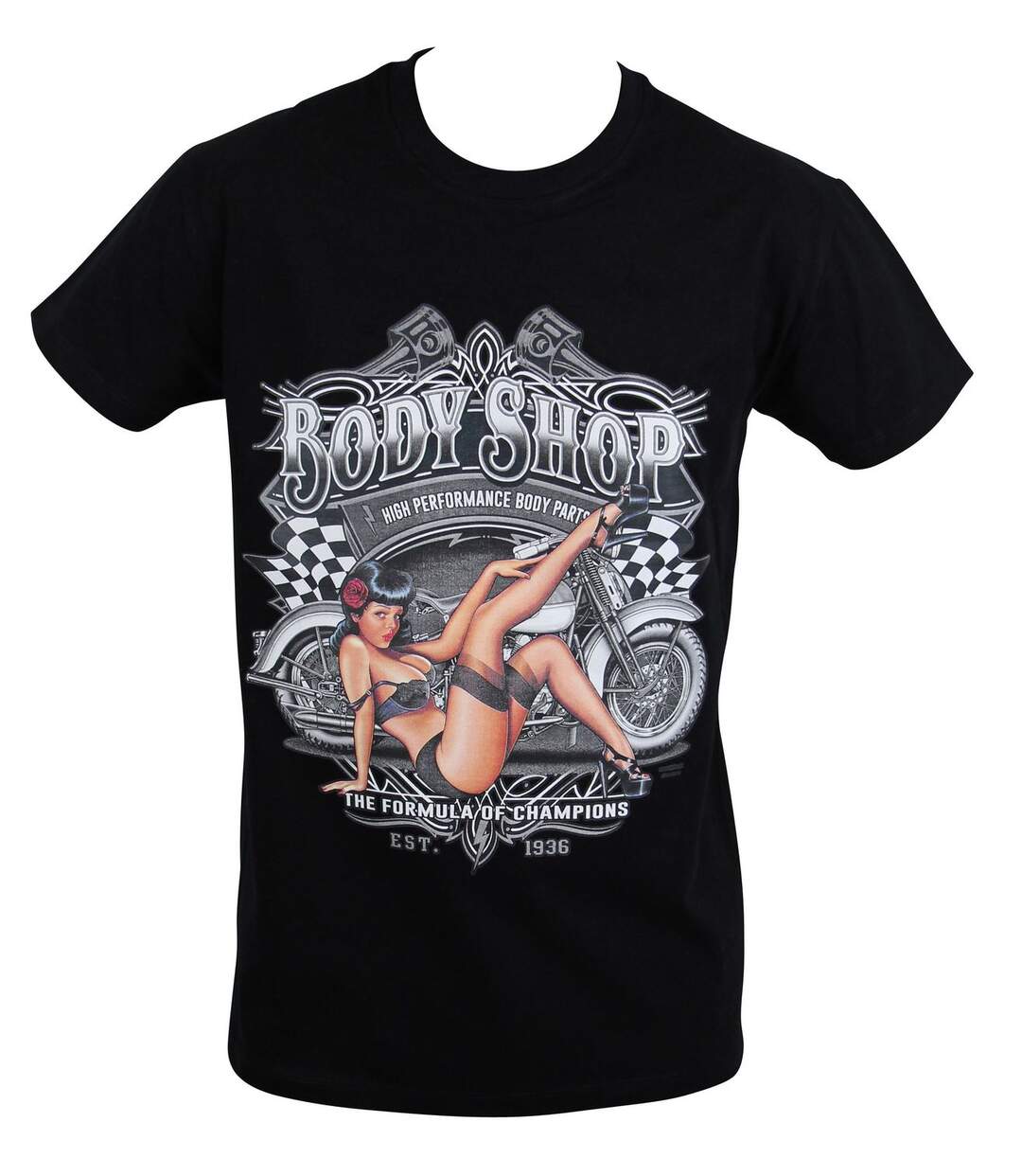 T-shirt homme manches courtes - Biker Pin-up 22509 - Noir-2