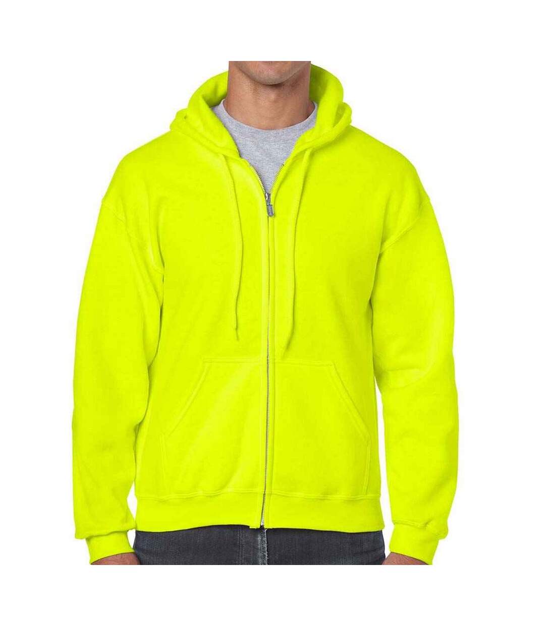 Mens Heavy Blend Full Zip Hoodie Safety Green Gildan-3