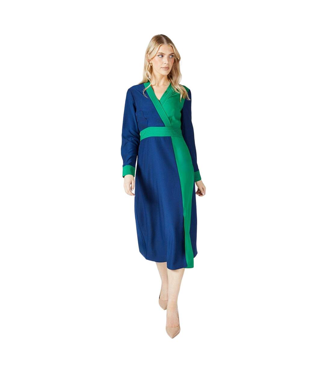 Womens/ladies contrast detail midi dress navy Principles