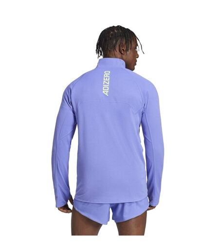 Mens Adizero Quarter Zip Running T-shirt Blue Adidas