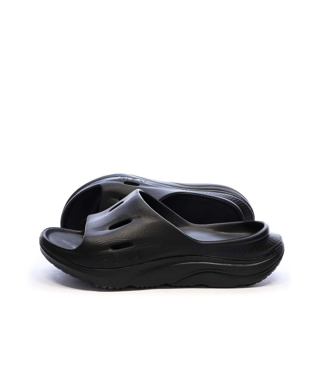 Claquettes noires homme hoka recovery-1