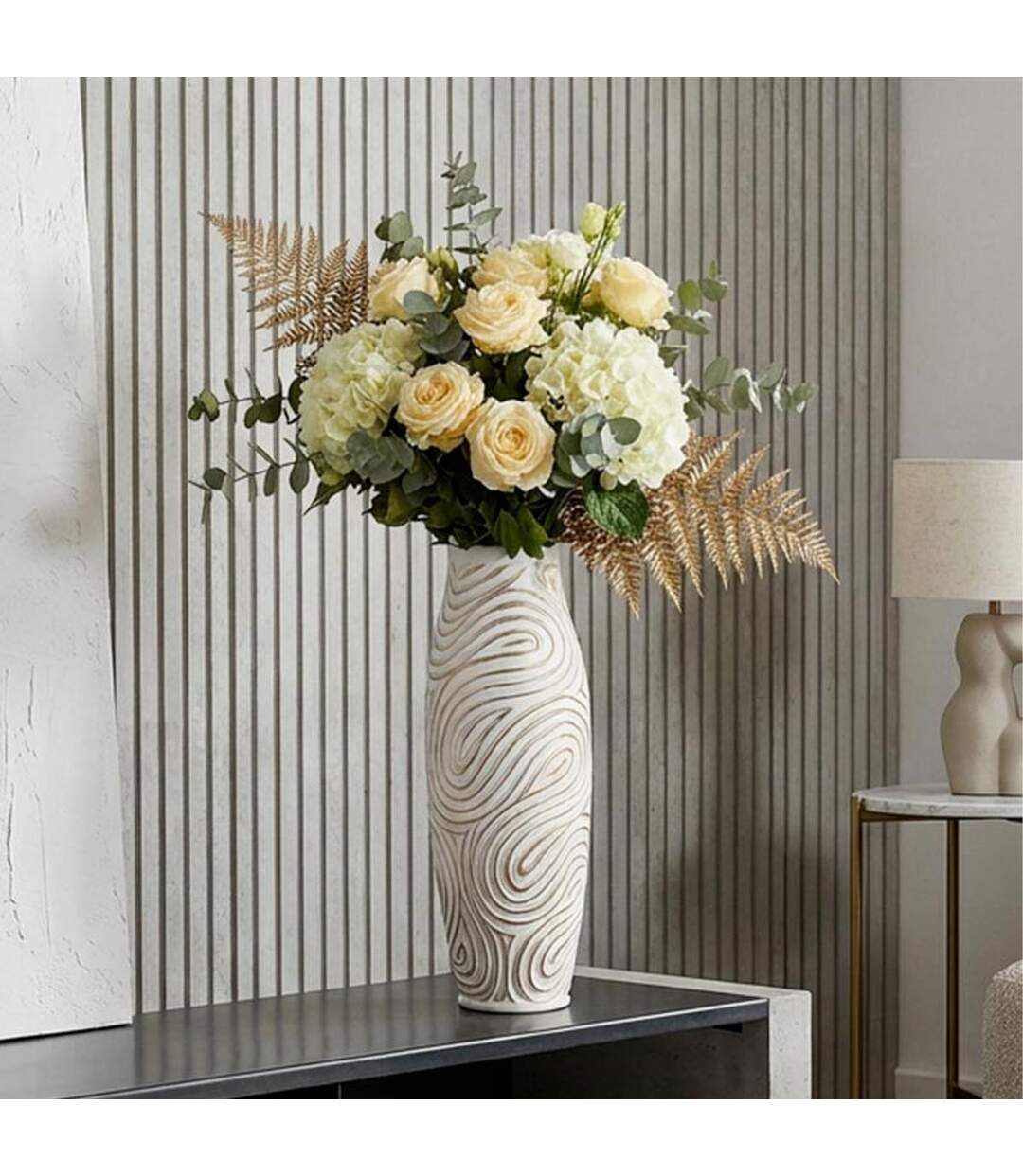 Vase Design en Résine Oblix 50cm Blanc-4