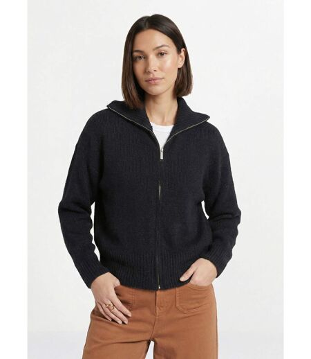 Pull zippé en maille avec col montant