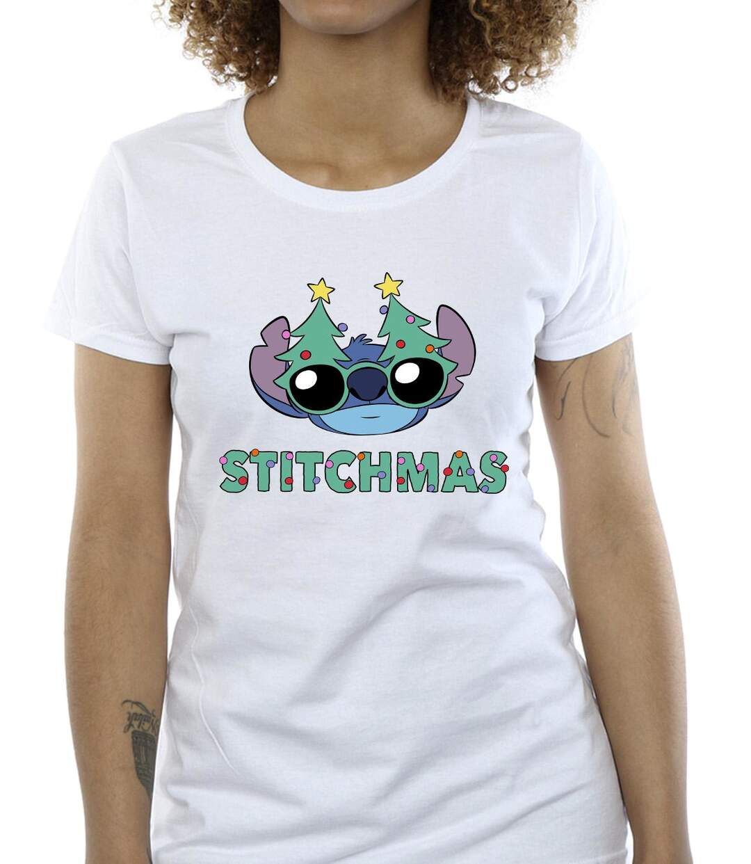 Disney T-shirt en coton Femmes/Ladies Lilo & Stitch Lunettes de Stitchmas (Blanc) - UTBI26103-3