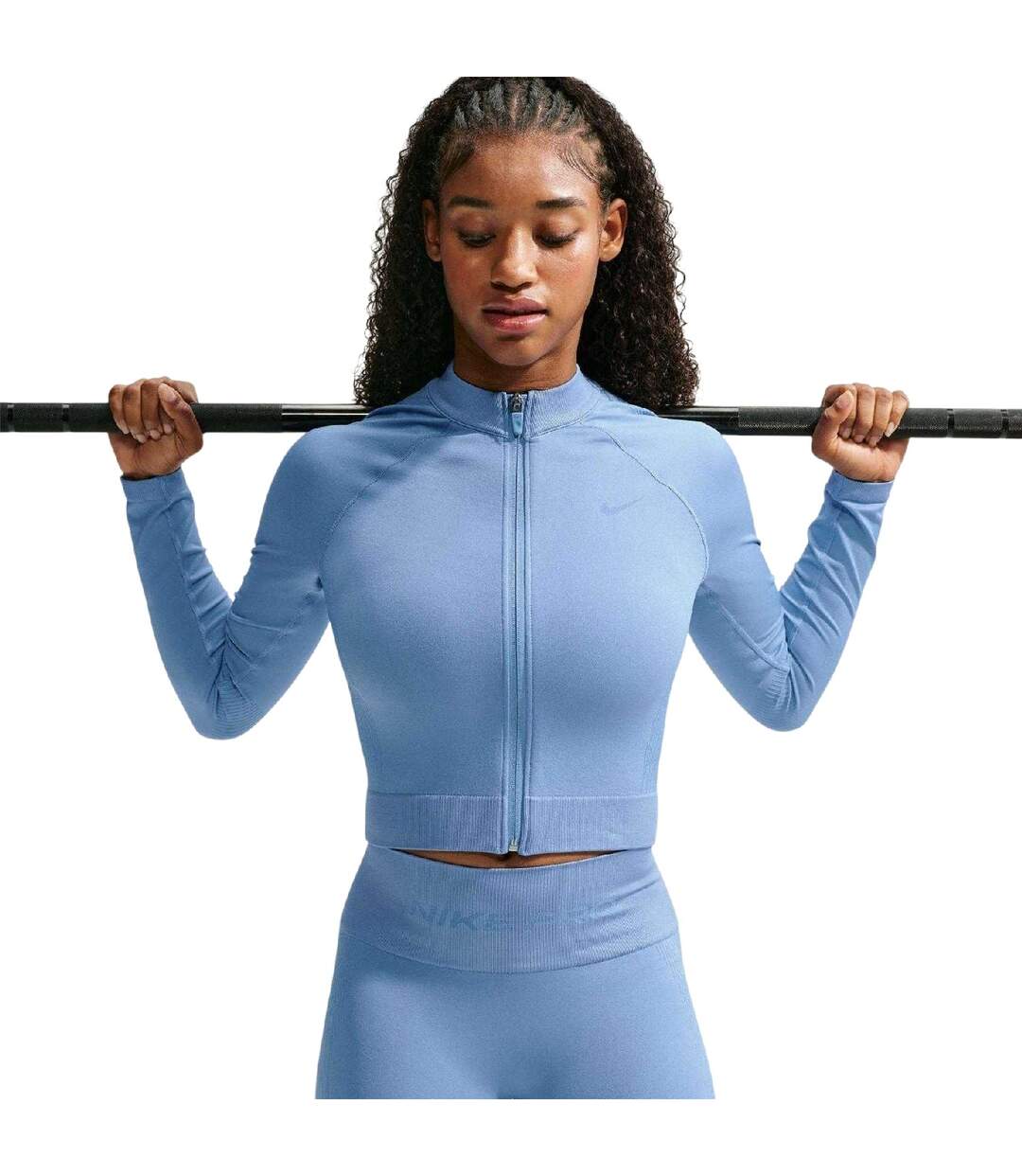 Womens/ladies Pro Seamless Jacket Worker Blue Nike-4