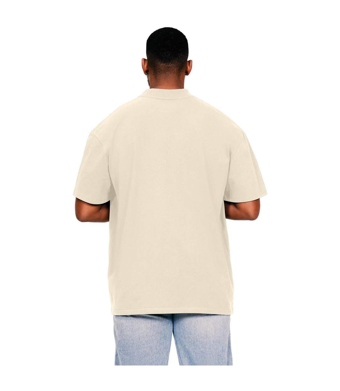 Mens ringspun cotton extended neckline tall oversized t-shirt ecru Casual Classics-2