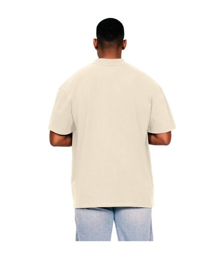 Mens ringspun cotton extended neckline tall oversized t-shirt ecru Casual Classics